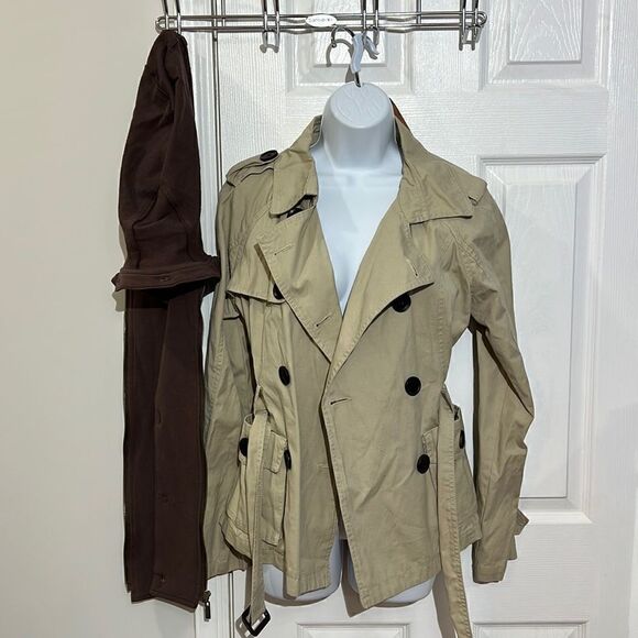 NWT Dollhouse 2 in 1 Women's Khaki removable hooded trench coat Size L - Picture 8 of 12